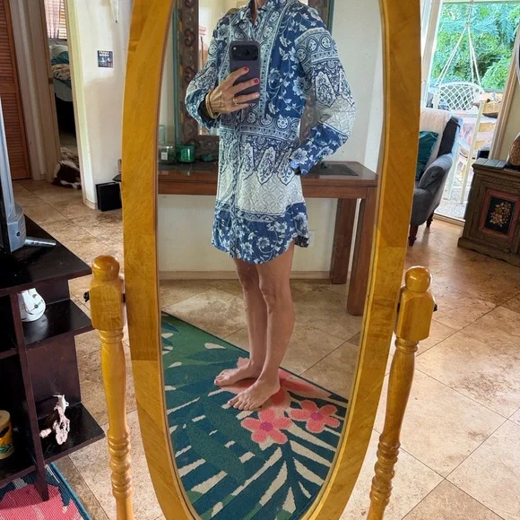 Anthropologie Blue and White Printed Paisley Dress - Picture 4 of 5